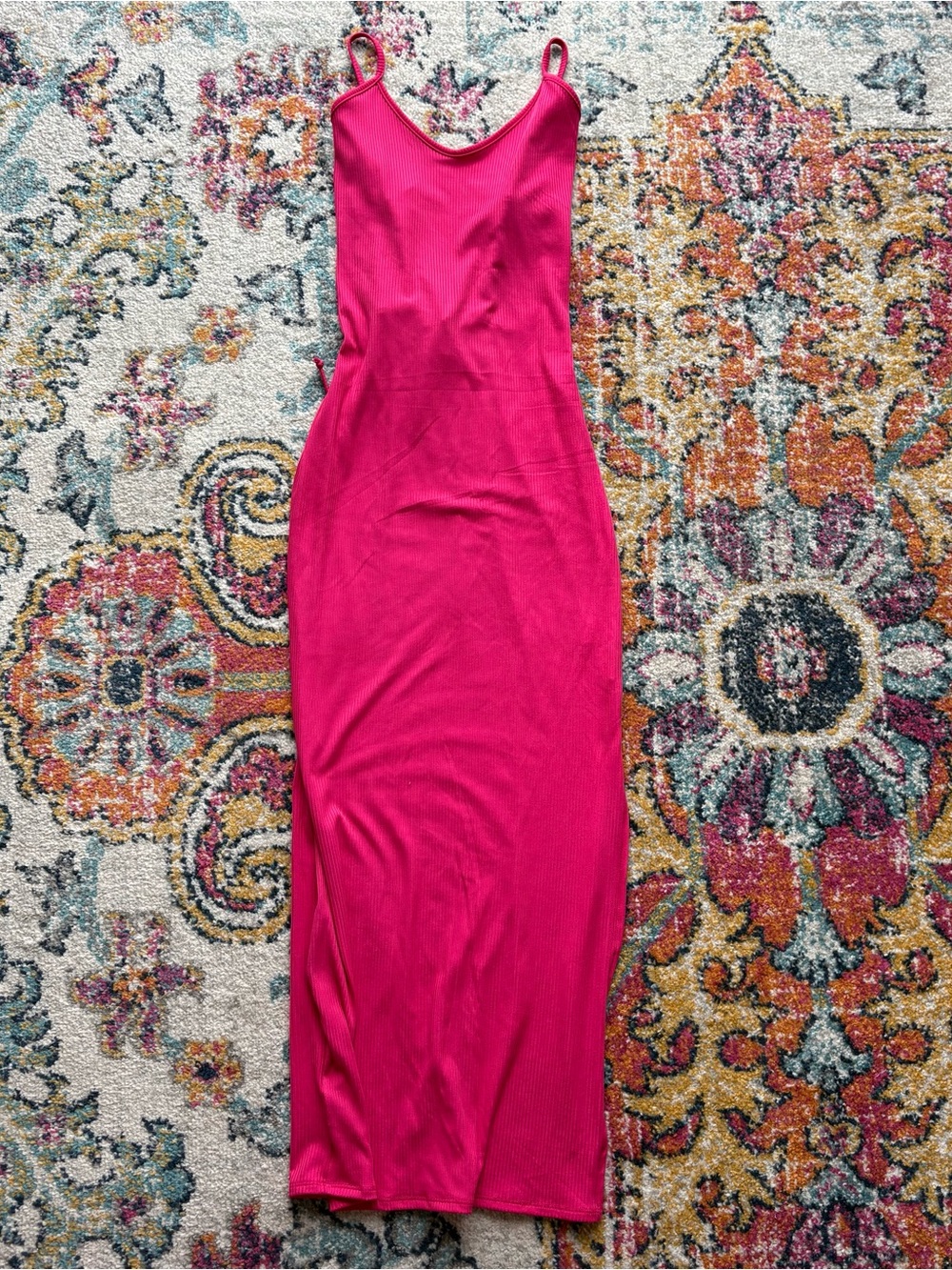 Fuchsia Bodycon Maxi Dress with Strappy Open Back